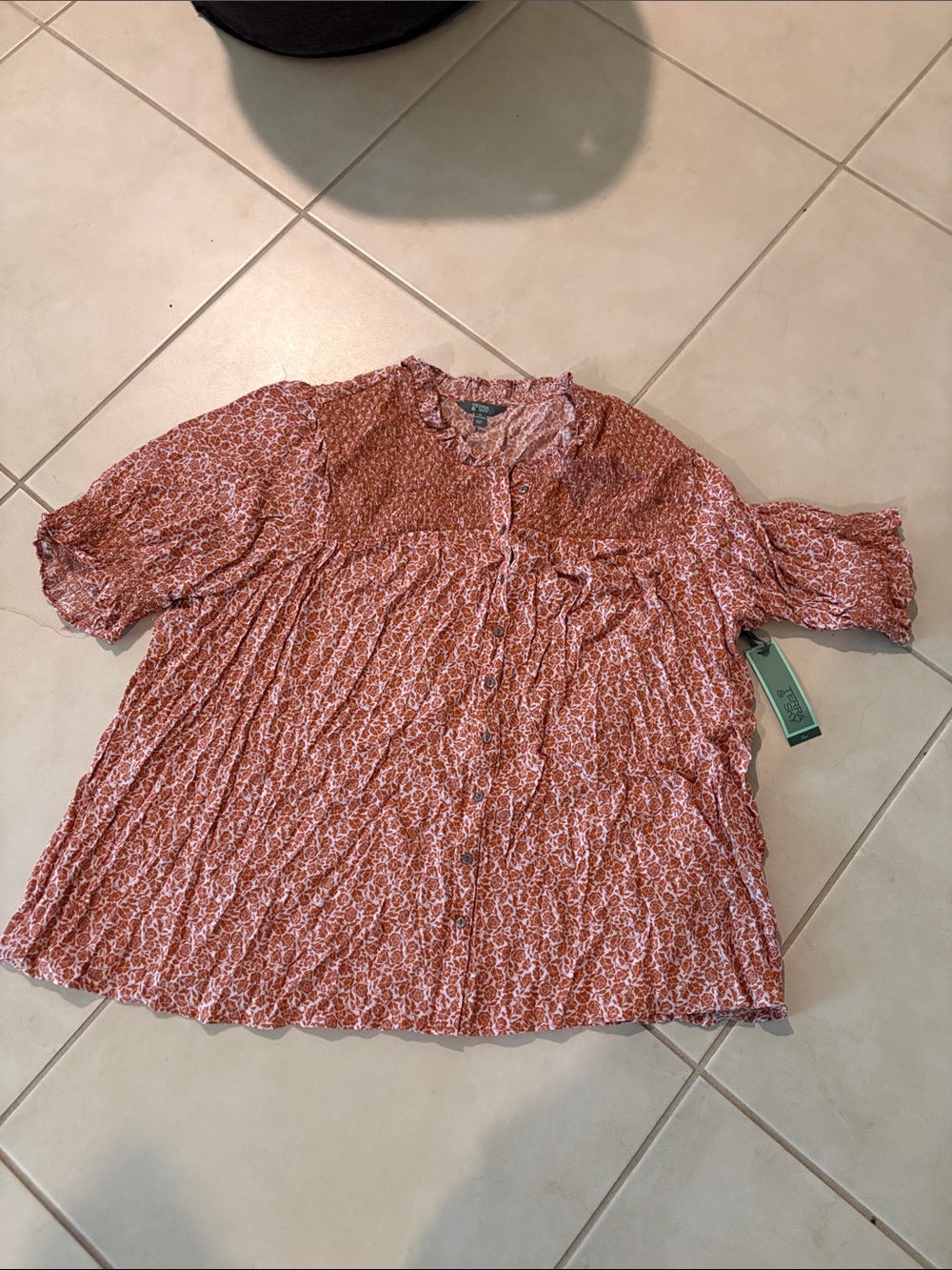 NWT 3X floral shirt 645 Terra and sky - Picture 2 of 8